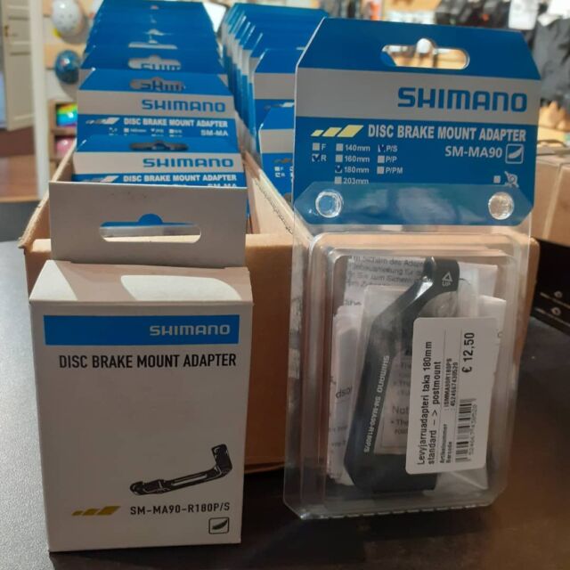 Is Shimano moving away from plastic? On the right the old packaging, on the left the new one. Same disc brake adapter inside. The new package saves volume too.Well done Shimano!  In the second picture two similar chains. Shimano packs them in light cardboard, while KMC switched a few years ago to thick plastic boxes.  They can in theory be recycled. In practice they get burned.  In the larger sustainability picture, the longevity of the product is of more importance than the packaging. Nothing wrong with KMC on that part!  #rideshimano #shimanonordic #plasticfree #kmcchain #kmc #sustainability #bikeparts